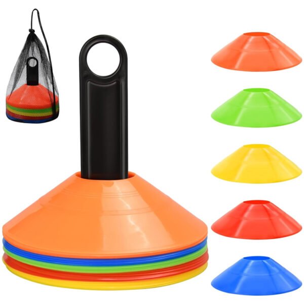 25 Pack Disc Cones,  Agility Soccer Cones with Carry Bag and Holder